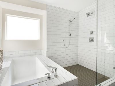 Shower with Textured Wall Tiles
